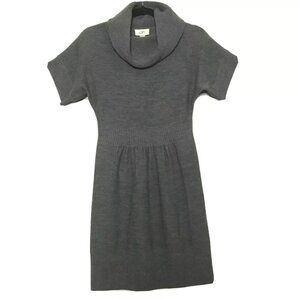 Ann Taylor Loft Gray Short Sleeve Cinched Waist Knit Cowl Neck Dress